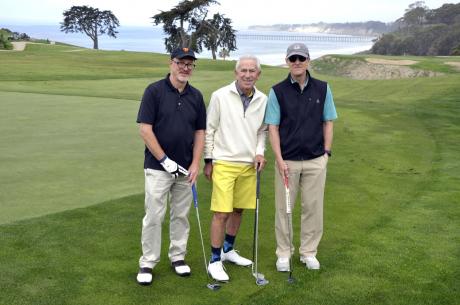 Phil Cohen of Monterey Park Hospital (center) posed with golfers Ron Knapp (left) and Jim Tinyo.
