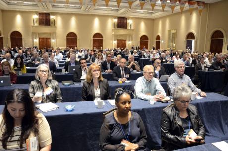 Several hundred members and guests attended April 14's General Session in the Bacara Ballroom.