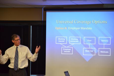 HASC president/CEO Jim Barber discusses universal coverage options at the Associate Member Luncheon.