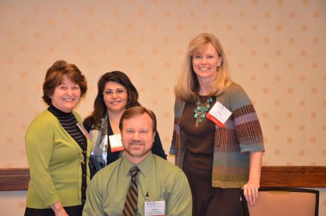 Speakers from Telehealth for Complex Pregnancy Care, a Track 4 breakout session, left to right, were Gretchen Page, MPH, CNM, ICRPP; Rosa Ortega, MCH, Director, St. Mary Medical Center; Glen Thomazin, MD, IEHP; and Denise Cummins, LLUMC Perinatal Institute.