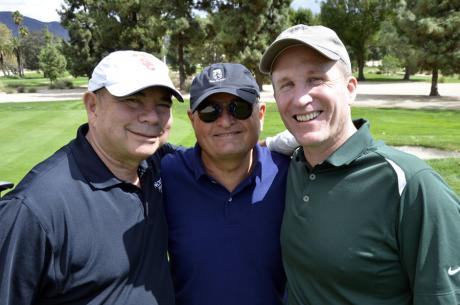 Golfers Ed Jordan (from left) Daniel Rosen and Ken McFarland mugged for the camera between putts and drives. HASC photo